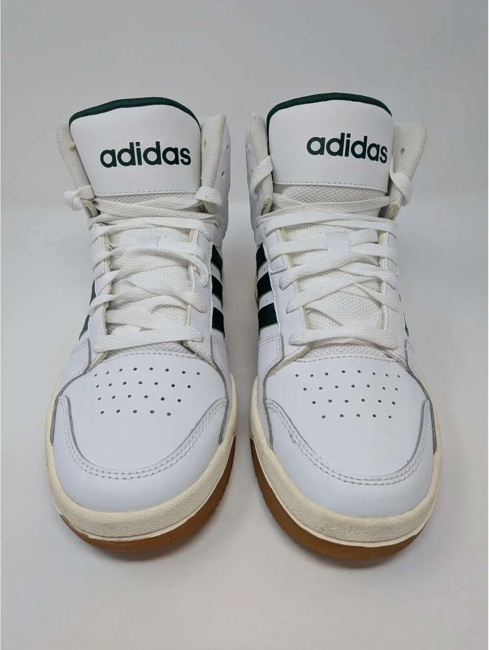 Adidas Leather High Top Shoes EG4308 Mens's Size 8.5 White W/ Green Stripes